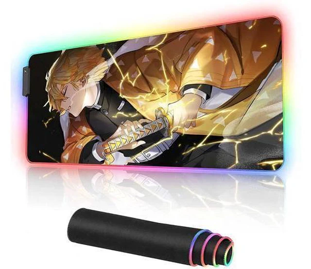 Main image of RGB Mouse pad Anime Zenitsu Agatsuma Custom Design Mousepad,Mouse Pads with Non-Slip Rubber Base,Stitched Edges Mouse mat,Washable Desk pad for Computer Keyboard mice Laptop & PC,35.4x15.7 inch