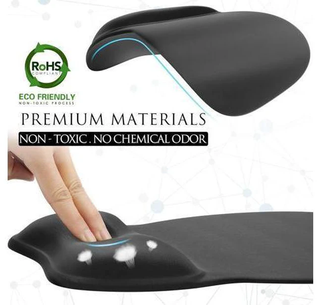 Alt view image 5 of 7 - Ergonomic Gel Wrist Rest Mouse Pad, Comfortable Mousepad with Non-Slip PU Base, Pain Relief Support for Computer, Laptop, Office & Home Black (9.4 x 8.2 in)