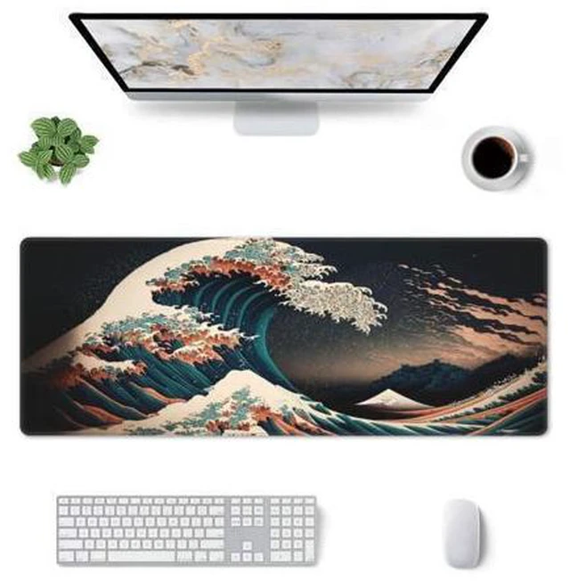 Alt view image 2 of 5 - Japanese Waves in The Dark Gaming Mouse Pad XL, Large Non Slip Rubber Mousepad, Stitched Edges Mouse Pads, Long Extended Mouse Pad,31.5'' X 11.8''