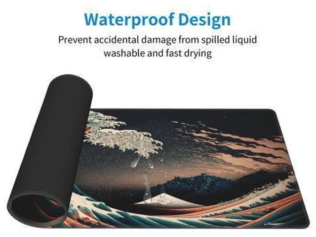 Alt view image 4 of 5 - Japanese Waves in The Dark Gaming Mouse Pad XL, Large Non Slip Rubber Mousepad, Stitched Edges Mouse Pads, Long Extended Mouse Pad,31.5'' X 11.8''