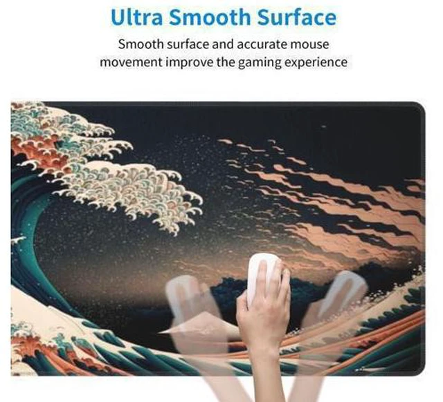 Alt view image 5 of 5 - Japanese Waves in The Dark Gaming Mouse Pad XL, Large Non Slip Rubber Mousepad, Stitched Edges Mouse Pads, Long Extended Mouse Pad,31.5'' X 11.8''