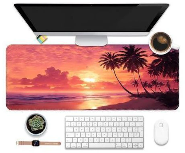 Alt view image 2 of 5 - ALTEKO Large Gaming Mouse Pad, Computer Mouse Mat, Funny Desk Pad Protector Decoration, Big Cute Desk Pad, Non-Slip Base 31.5 x 11.8 in Cute Sunset