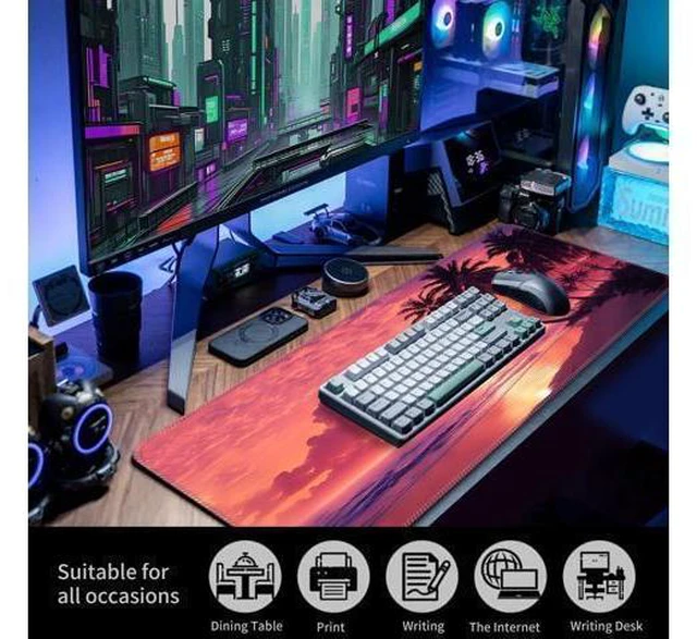 Alt view image 3 of 5 - ALTEKO Large Gaming Mouse Pad, Computer Mouse Mat, Funny Desk Pad Protector Decoration, Big Cute Desk Pad, Non-Slip Base 31.5 x 11.8 in Cute Sunset