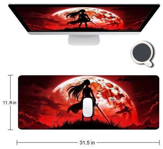 Alt view image 2 of 5 - Large Gaming Mouse pad,Red Moon Blood Night (5) Anti Slip Rubber Base Mouse pad, Suitable for Computer, Laptop, Office Desk Accessories