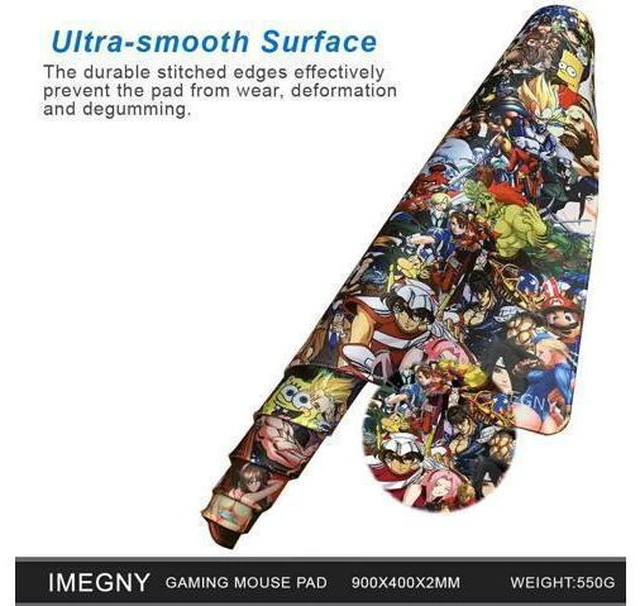 Alt view image 4 of 6 - Imegny Large Gaming Mouse Pad, Extended XXL Desk Pad & Non-Slip Rubber Mat for Mice and Keyboard with Stitched Edges