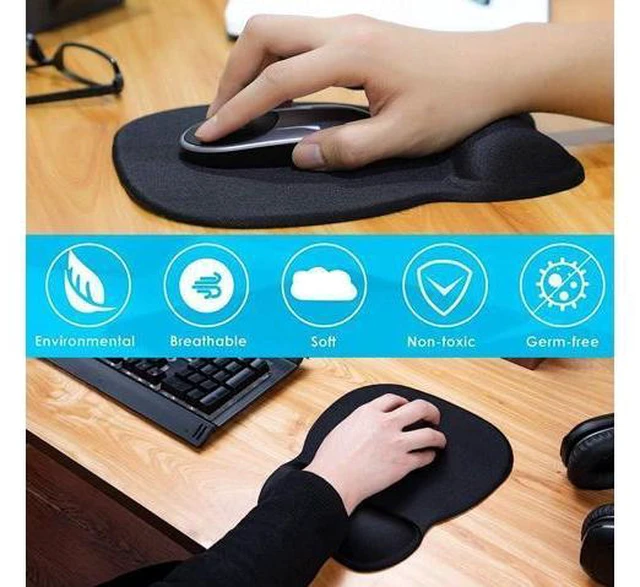 Alt view image 7 of 7 - Ergonomic Gel Wrist Rest Mouse Pad, Comfortable Mousepad with Non-Slip PU Base, Pain Relief Support for Computer, Laptop, Office & Home Black (9.4 x 8.2 in)