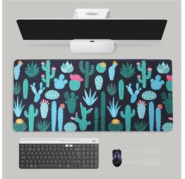 Alt view image 3 of 7 - Large Gaming Mouse pad Cactus Keyboard XL Large Gaming mousepads Desk mat 35.4 15.7x1.5 inch Computer Mouse pad Large Desktop Mouse pad Specially Designed for Game Surface / Office Durable Edge