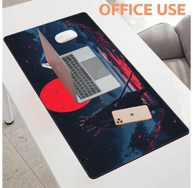 Alt view image 5 of 6 - Mouse Pad Large Samurai and Red Moon Non-Slip Game Desk Mat with Stitched Edge Laptop Keyboard Desk Pad for Work Home Gaming (35.4 x 15.7 Inches)