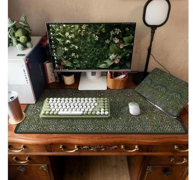 Alt view image 7 of 7 - Big Mouse Pad, Desk Pad Mat, Full Desk Large Mousepad, Anti-Slip Smooth Surface XXL Computer Pad with Stitched Edges for Home Office Organizer (Green)