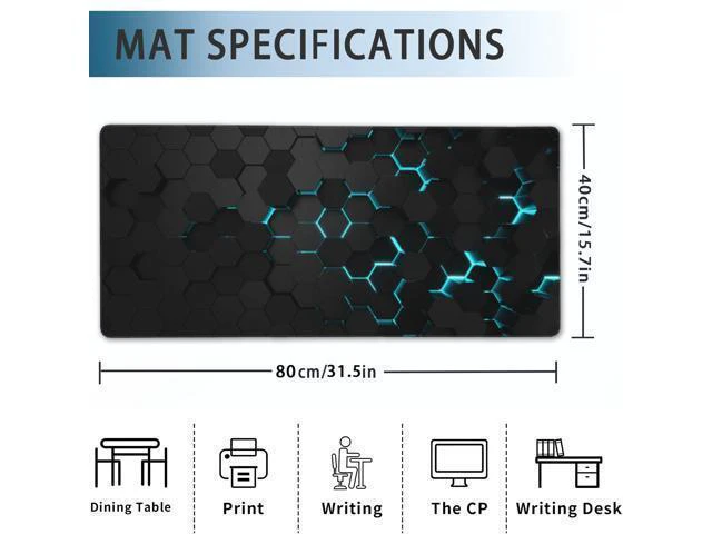 Alt view image 2 of 7 - Gaming Mouse Pad, Blue Honeycomb Science Technology Extended Mouse Pad Gaming Large, Big Desk Mat with Non-Slip Base and Stitched Edge,Long Computer Keyboard Mouse Mat for Home Office Work 31.5"x15.7"