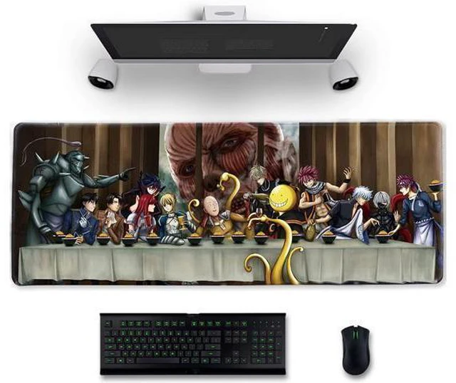 Main image of Anime Character Mouse Pad for Computer - Anime Character Collection Saitama Eren Jaeger Gaming Large Mouse Pad Non Slip Rubber Mat, Desktop PC Laptop Office Big Mouse Pad 31.5x11.8x0.12inch