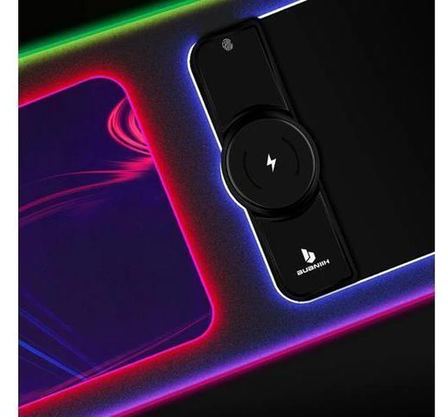 Alt view image 3 of 7 - Mouse Pad,Gaming Desk Mat,Mouse Pad with Wireless Charging,15W Fast Chargering,10 Lighting Modes,for Gaming Keyboard&Mouse,Home&Office,Mobile Phone Devices,31.5"X11.8",Flare Color