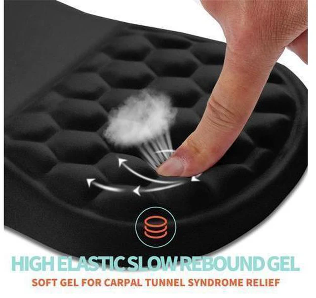 Alt view image 2 of 6 - Ergonomic Mouse Pad Wrist Support with Memory Foam Massage Bulge, Carpal Tunnel Pain Relief Mousepad Wrist Rest for Mouse(12x8 inch, Black)
