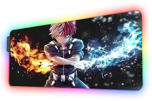 Main image of RGB Gaming Mouse pad Anime Todoroki Custom Design Mousepad,Mouse Pads with Non-Slip Rubber Base,Stitched Edges Mouse mat,Washable Desk pad for Computer Keyboard mice Laptop & PC,31.5x11.8 inch