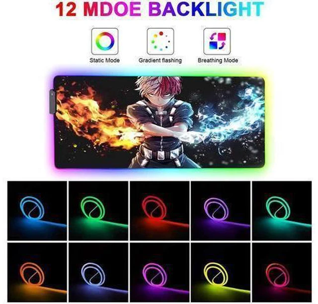 Alt view image 7 of 7 - RGB Gaming Mouse pad Anime Todoroki Custom Design Mousepad,Mouse Pads with Non-Slip Rubber Base,Stitched Edges Mouse mat,Washable Desk pad for Computer Keyboard mice Laptop & PC,31.5x11.8 inch