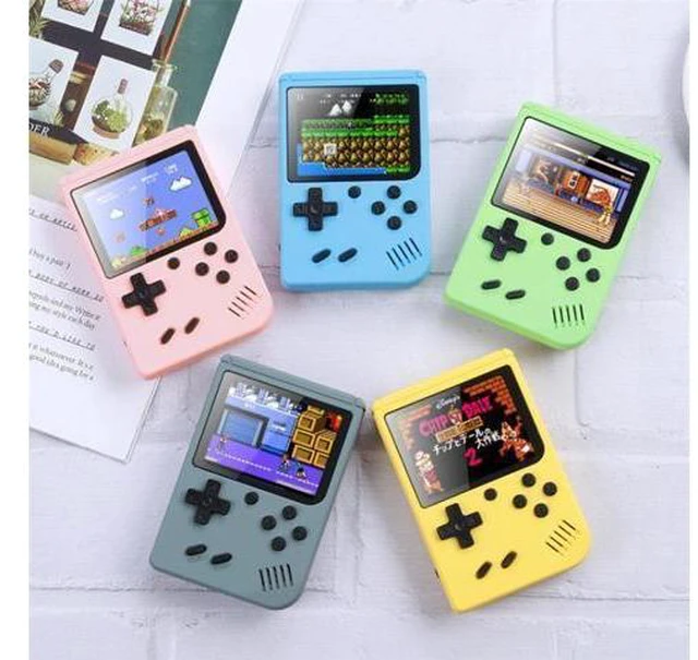 Alt view image 7 of 7 - MK500 Macaron Mini Retro Classic Handheld Game Console for Kids Built-in 500 Games, Support AV Output (Grey)
