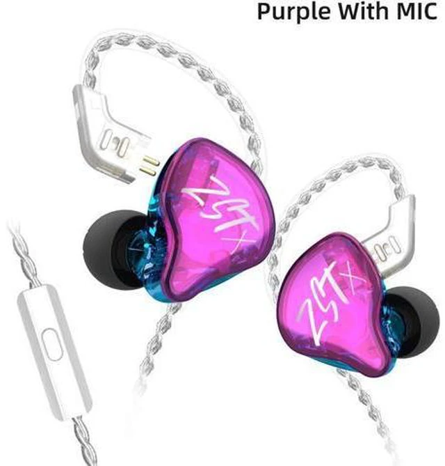 Alt view image 2 of 7 - Linsoul KZ ZST X 1BA+1DD Hybrid Dual Driver HiFi in-Ear Earphones with Silver-Plated Detachable 2Pin Cable for Musicians Audiophile (with Mic, Purple)