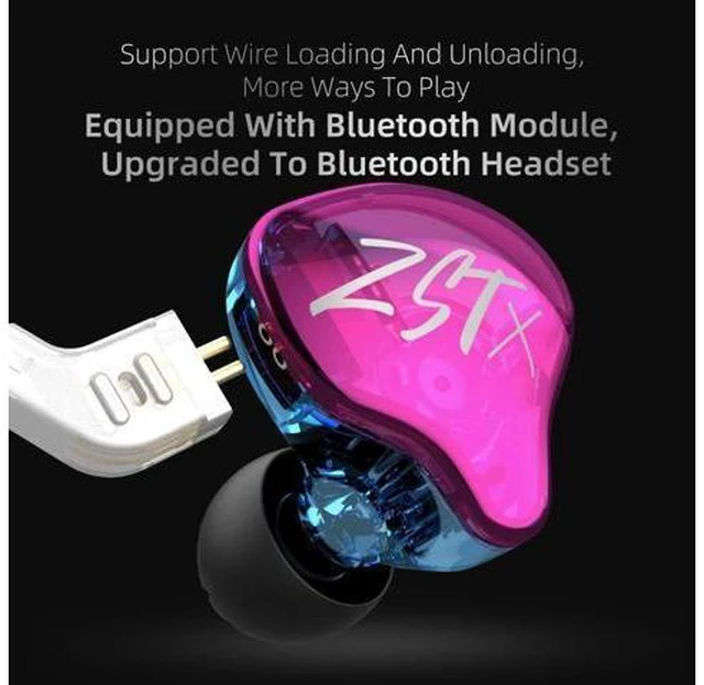 Alt view image 6 of 7 - Linsoul KZ ZST X 1BA+1DD Hybrid Dual Driver HiFi in-Ear Earphones with Silver-Plated Detachable 2Pin Cable for Musicians Audiophile (with Mic, Purple)