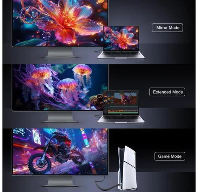 Alt view image 6 of 7 - hdmi to hdmi Cable,8K 10K 16K HDMI2.2 Cable 5FT, 96Gbps Ultra High Speed HDMI2.2 Cable 16K@60Hz 8K@240Hz 4K@480Hz Cord, HDCP 2.3 & HDR10+ eARC for Compatible with Roku TV Gaming PC Blu-ra