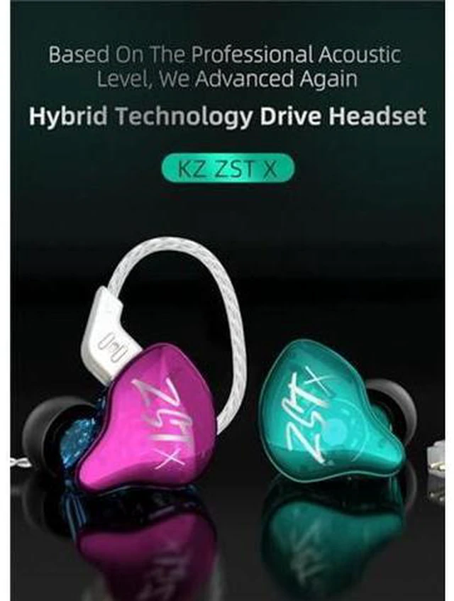 Alt view image 2 of 5 - KZ ZST X in-Ear Monitors, Upgraded Hybrid 1BA+1DD KZ ZSTX Earbuds, Gaming Earphones HiFi Fidelity Stereo Sound Wired IEM Earbuds with Removable Cable for Gaming, Drum, Studio, PC (Black, Without Mic)