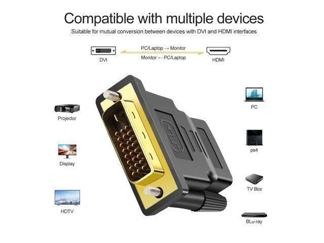Alt view image 2 of 7 - 2 Pack Bi-Directional HDMI to DVI Converter - 1080P DVI-D (24+1) Male to HDMI Female Connector for Monitor, HDTV, TV Box, Projector, Blu-ray