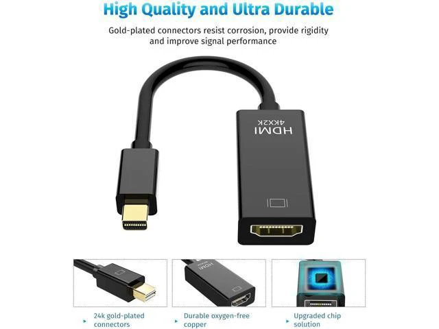 Alt view image 2 of 7 - Mini DisplayPort to HDMI Adapter 2-Pack, 4K UHD Thunderbolt-Compatible Converter with Gold-Plated Connectors for MacBook, Mac Mini, and Surface Pro