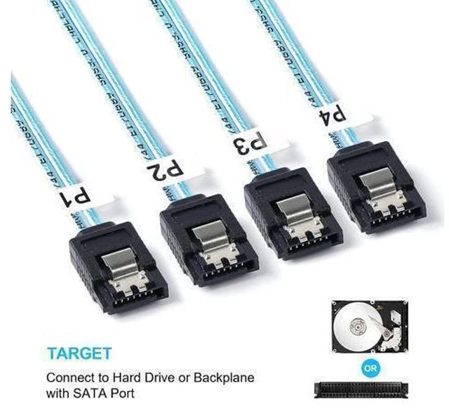 Alt view image 3 of 5 - 2Pack Mini SAS to SATA Cable: 0.5M SFF-8643 to SATA Forward Breakout Mini SAS HD SFF 8643 Controller to Hard Drive Cable (1.6FT)