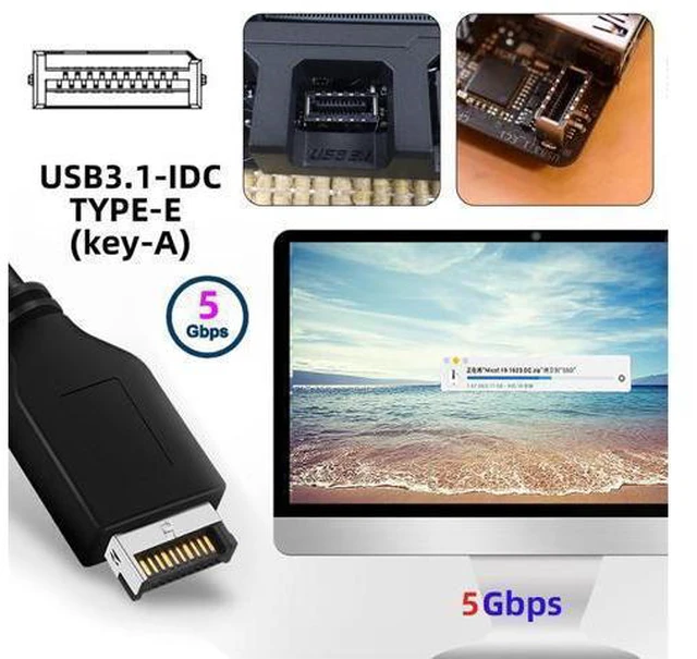 Alt view image 4 of 7 - 5Gbps Single 19/20Pin Header to USB 3.0 20Pin & Type-E Dual Ports Female PCBA Type Adapter Splitter 1 to 2 HUB