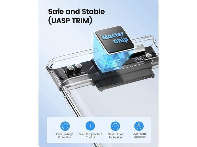 Alt view image 3 of 7 - 2.5'' External Hard Drive Enclosure USB 3.0 to SATA III Tool-Free Clear Hard Disk Case for 2.5 inch 7mm 9.5mm SATA HDD SSD Max 6TB Support UASP(2139U3)