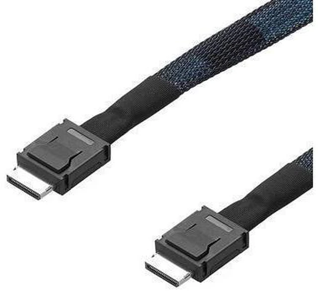 Alt view image 5 of 6 - Mini SAS Oculink SFF-8611 X4 to SFF-8611 X4 Cable 50cm High Speed PCI-E4.0 24Gbps SFF8611 to SFF8611 Male to Male NVME SSD Cable