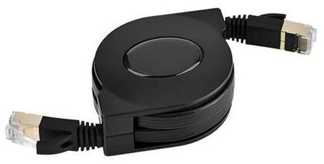 Main image of RJ45 LAN Cable, Black Retractable LAN Network Cable, Flat Ethernet Cord for LAN Network
