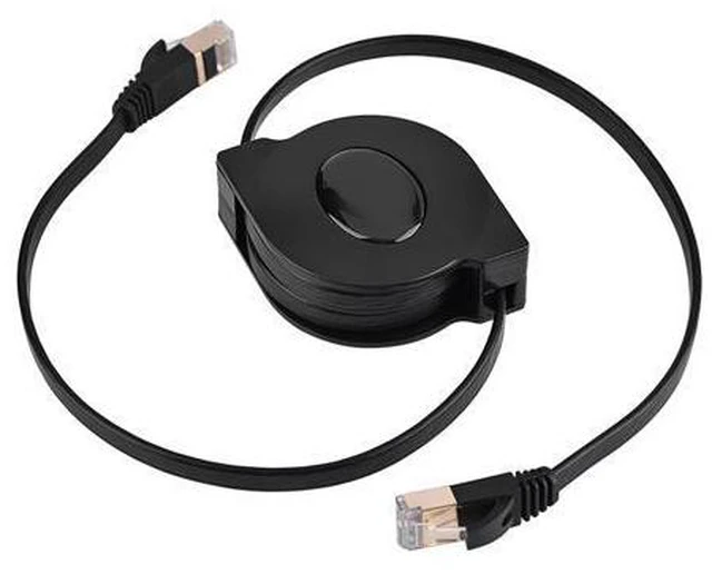 Alt view image 3 of 7 - RJ45 LAN Cable, Black Retractable LAN Network Cable, Flat Ethernet Cord for LAN Network