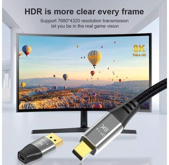Alt view image 2 of 7 - Mini DP Female to DisplayPort Male 8K Extension 5cm Converter 8K(7680x4320)@60Hz 4K@144Hz DisplayPort 1.4 Bi-Directional Transmission DisplayPort to Mini DisplayPort 8K Cable