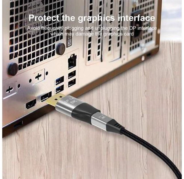 Alt view image 6 of 7 - Mini DP Female to DisplayPort Male 8K Extension 5cm Converter 8K(7680x4320)@60Hz 4K@144Hz DisplayPort 1.4 Bi-Directional Transmission DisplayPort to Mini DisplayPort 8K Cable
