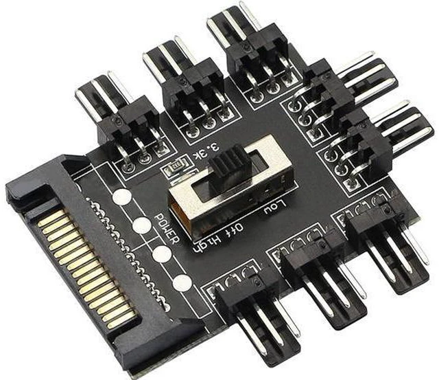 Main image of GELRHONR Chassis Fan Hub, SATA 1 to 8 Way12V 3 PIN Cooling Fan Splitter Controller Hub 3 Pin PWM for PC Desktop Computer Motherboard(12V 3-Pin)