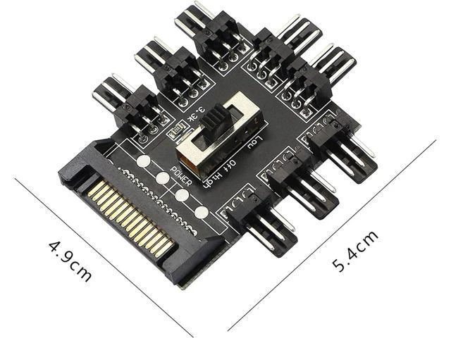 Alt view image 6 of 7 - GELRHONR Chassis Fan Hub, SATA 1 to 8 Way12V 3 PIN Cooling Fan Splitter Controller Hub 3 Pin PWM for PC Desktop Computer Motherboard(12V 3-Pin)