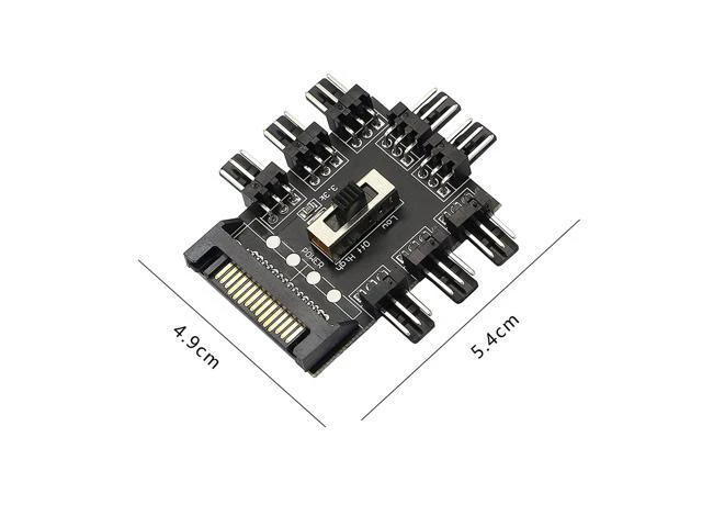 Alt view image 6 of 7 - Chassis Fan Hub SATA 1 to 8 Way12V 3 PIN Cooling Fan Splitter Controller Hub 3 Pin PWM for PC Desktop Computer Motherboard(12V 3-Pin)
