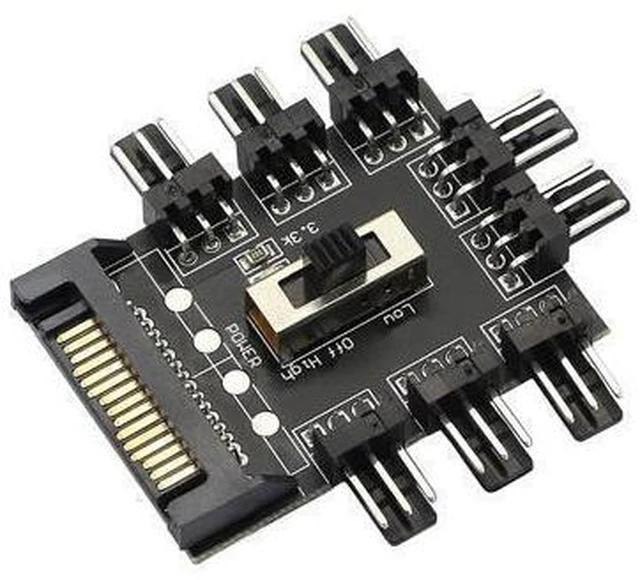 Main image of Chassis Fan Hub, SATA 1 to 8 Way12V 3 PIN Cooling Fan Splitter Controller Hub 3 Pin PWM for PC Desktop Computer Motherboard(12V 3-Pin)