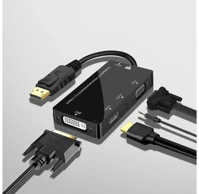 Alt view image 2 of 6 - (DP to 4 in 1)Displayport Male to DVI HDMI VGA Audio Female Adapter DP to HDMI Display Port to VGA Cable Converter For PC Projector TV Monitor
