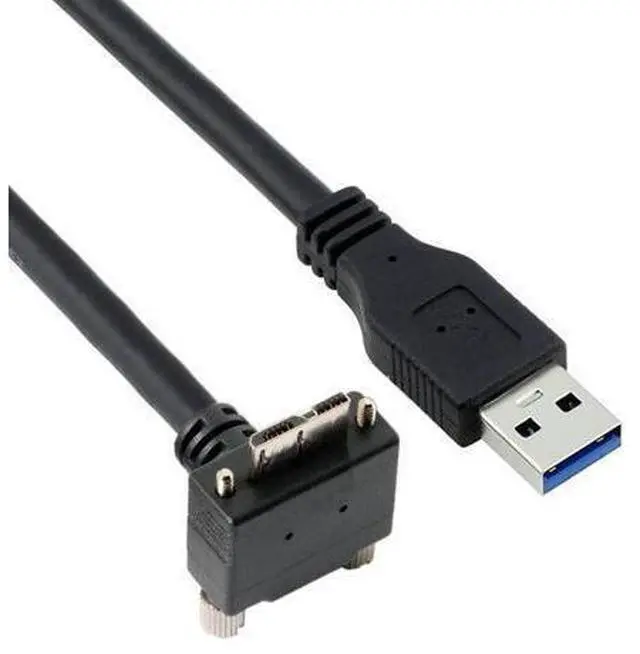 Main image of Cable Micro USB3.0 Dual Screws Locking to USB3.0 Data 5Gbps Power Cable 90 Degree Down Angled Type for VR Industrial Camera Computer (5.0m)