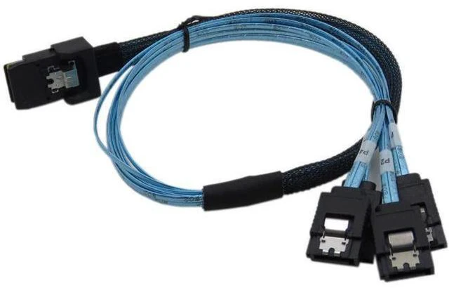 Alt view image 4 of 7 - CABLEDECONN 0.5 M Internal Mini SAS 36Pin Male W/Latch to SATA 7Pin Female (X4) Forward Breakout Cable