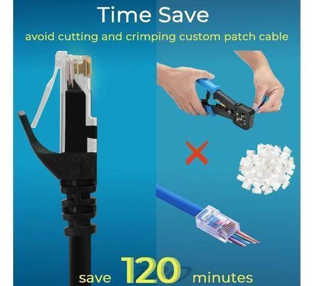Alt view image 3 of 7 - Patch Cables Cat6 1ft (24 Pack), Ethernet Patch Cable 10G, Cat 6 Patch Cable for Patch Panel to Switch, Flexiable Cat 6 Ethernet Cable with Gold Plated Black