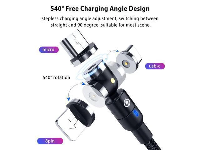 Alt view image 2 of 5 - Magnetic Usb C Quick Charging Cable 3A Type C Fast Charge Cabel For Redmi Note 8 Mi 10 9 Micro Usb 90 Degree Cavo
