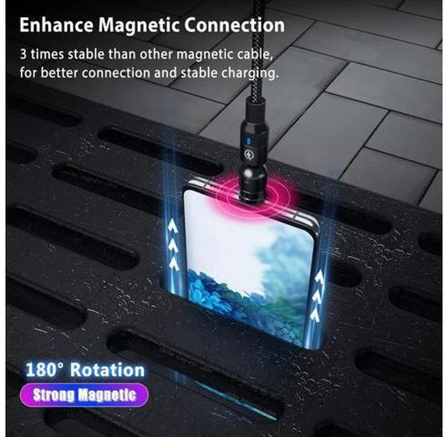 Alt view image 5 of 5 - Magnetic Usb C Quick Charging Cable 3A Type C Fast Charge Cabel For Redmi Note 8 Mi 10 9 Micro Usb 90 Degree Cavo