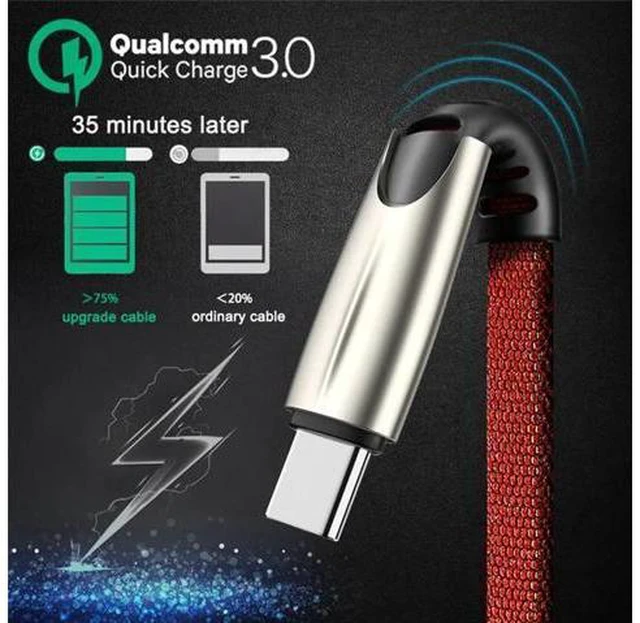Alt view image 4 of 5 - Type C Cable Fast Quick Charge QC 3.0 Cavo for Mi 9t 9 SE 8 A3 CC9 Redmi note 8 7 K20 Pro 7 QC3.0 flat Noodle cable