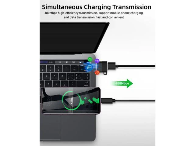 Alt view image 2 of 5 - 1PC Type C OTG Adapter USB C Male To Micro USB Female Cable Portable Hook Lock Converters For Macbook PC