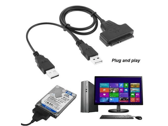 Alt view image 4 of 5 - to Dual USB3.0 2.0 Powered 22 Pin Hard Drive USB 3.0 Cable High Speed Adapter Cable for External 2.5 inch HDD SSD