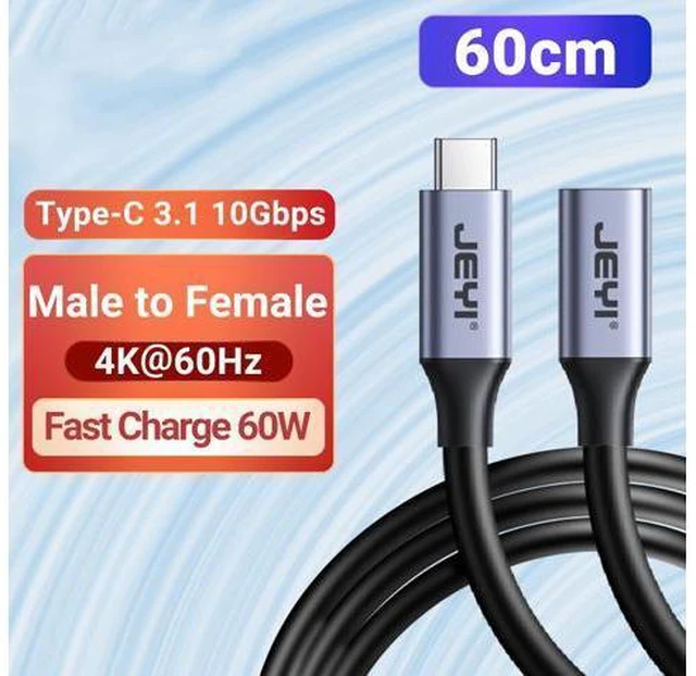 Main image of USB C Extension Cable Type C Extender Male to Female USB 3.1 Gen 2 10Gbps Data Transfer 60W Fast Charging for iPad Laptop