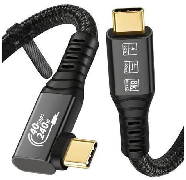 Main image of USB4 8K Cable 1.2M Thunderbolt 4 Compatible USB 4 Type-c Extension Cable Ultra HD 8K@60Hz 100W Charging 40Gbps Data Compatible with External SSD eGPU 1xBend 1x Straight
