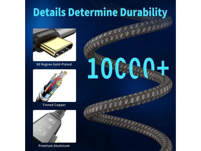 Alt view image 2 of 7 - USB4 8K Cable 1.2M Thunderbolt 4 Compatible USB 4 Type-c Extension Cable Ultra HD 8K@60Hz 100W Charging 40Gbps Data Compatible with External SSD eGPU 1xBend 1x Straight